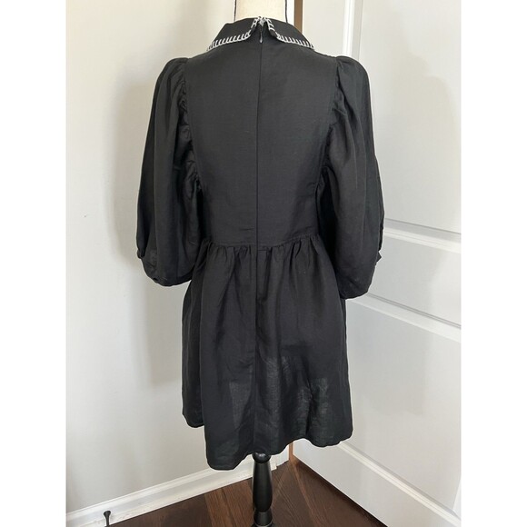 Hunter Bell Noah Black Linen Dress Size Medium EUC - Picture 4 of 9